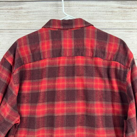 Pendleton Mason Plaid Flannel Button Down Shirt Mens XL Red Brown - Picture 4 of 12